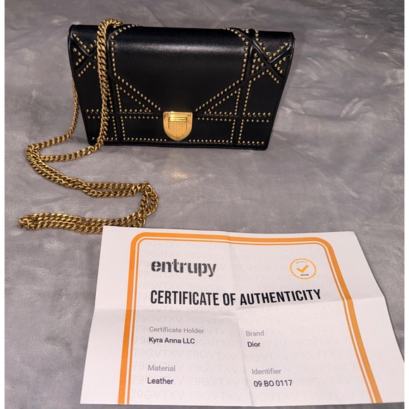 Dior Handbags - Dior Diorama Wallet on‎ Chain Black Studded Leather Gold Hardware With COA